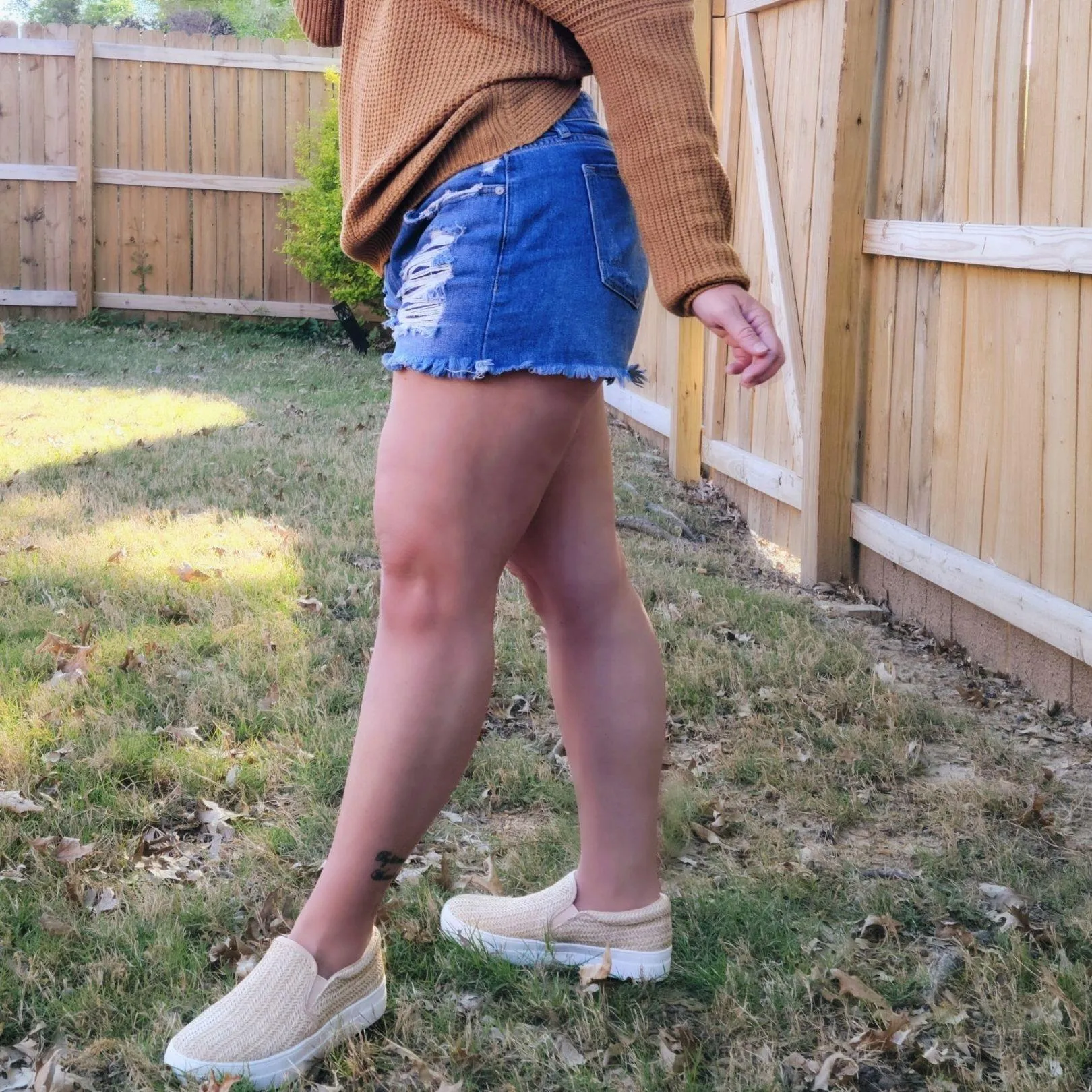 KANCAN KC8377L Mid Rise Light Wash Distressed Denim Shorts