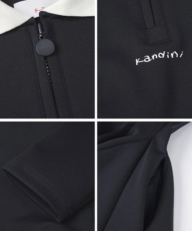 KANDINI Zip-Up Flared Dress - Navy