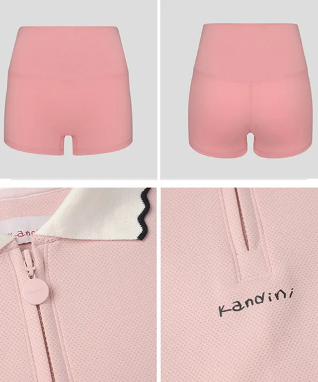 KANDINI Zip-Up Flared Dress - Pink