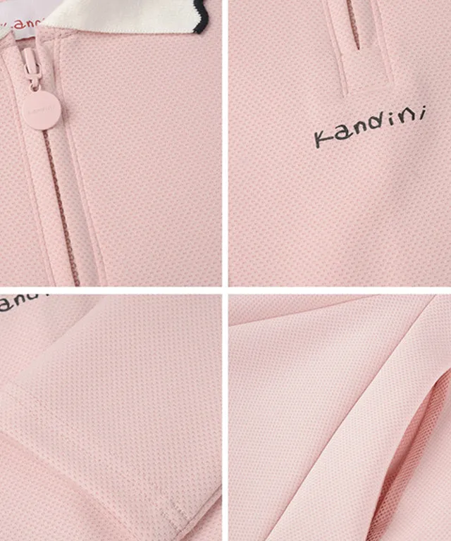 KANDINI Zip-Up Flared Dress - Pink