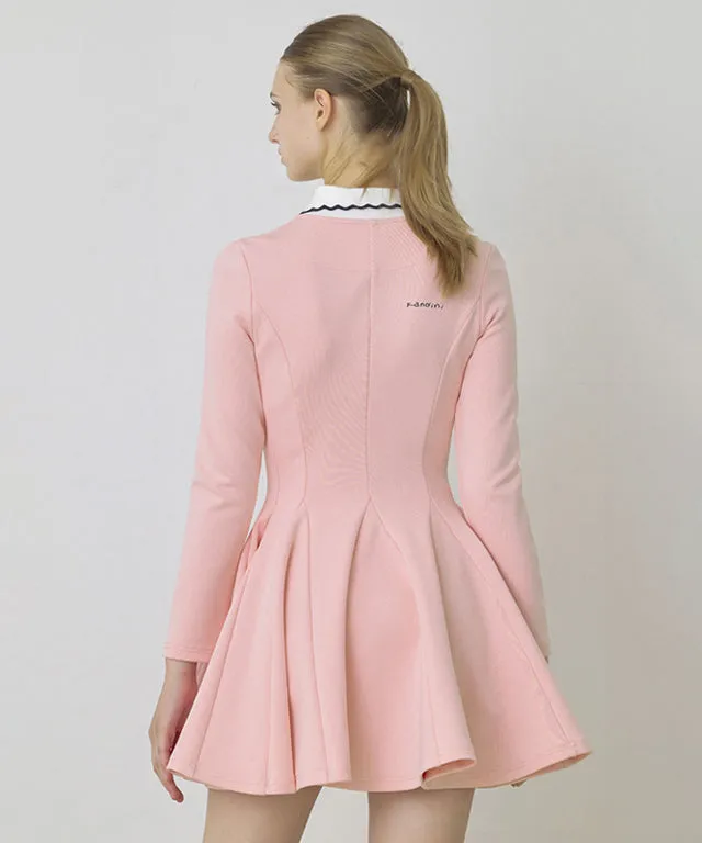 KANDINI Zip-Up Flared Dress - Pink