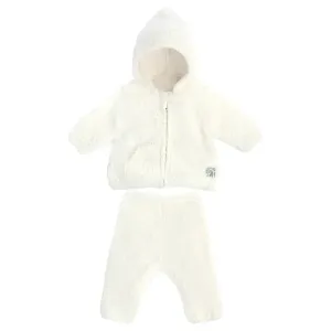 Kashwere Baby Ultra Plush Creme Baby Hoodie & Pants Set