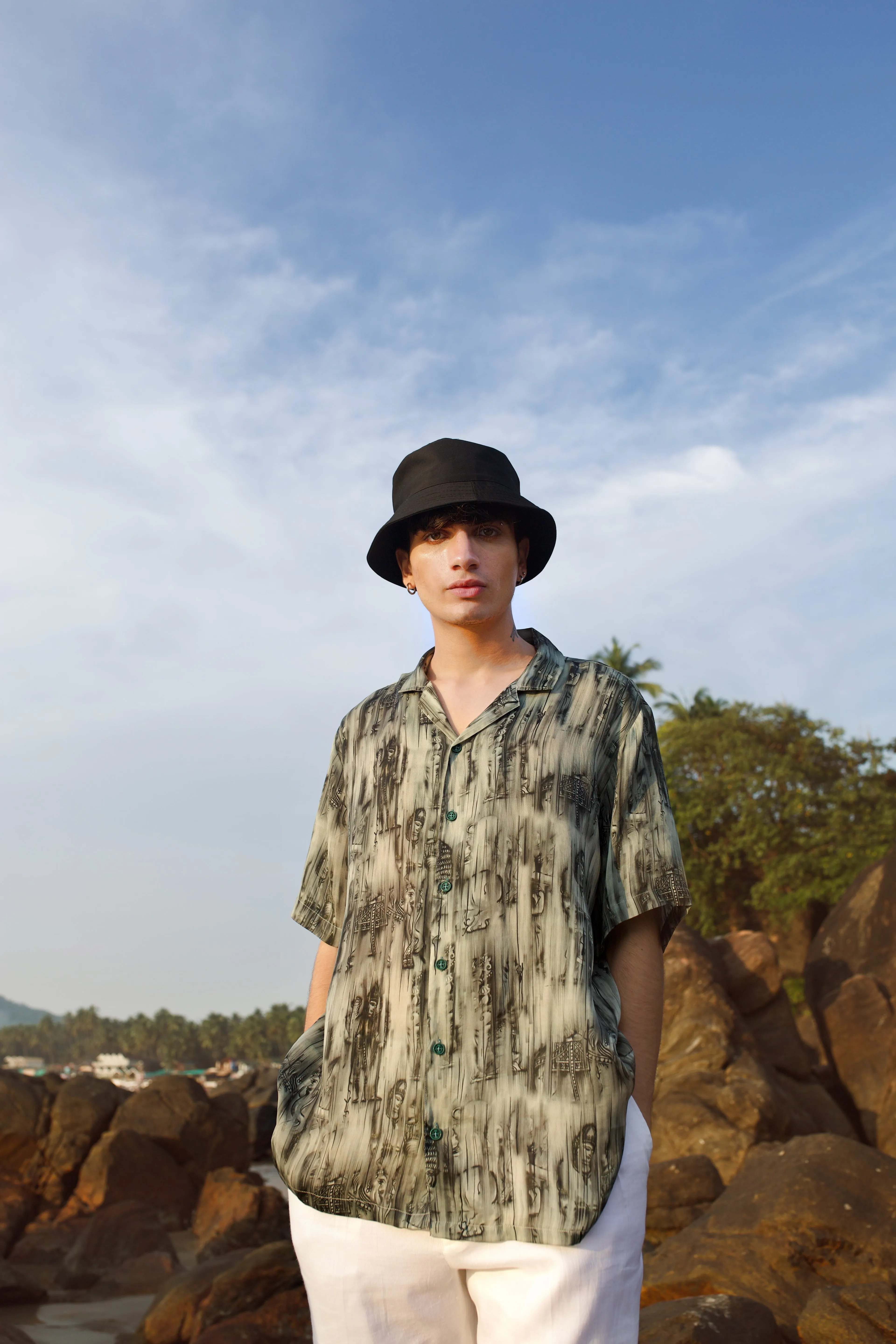 Khajuraho Abstract Dark Brown Oversize Shirt