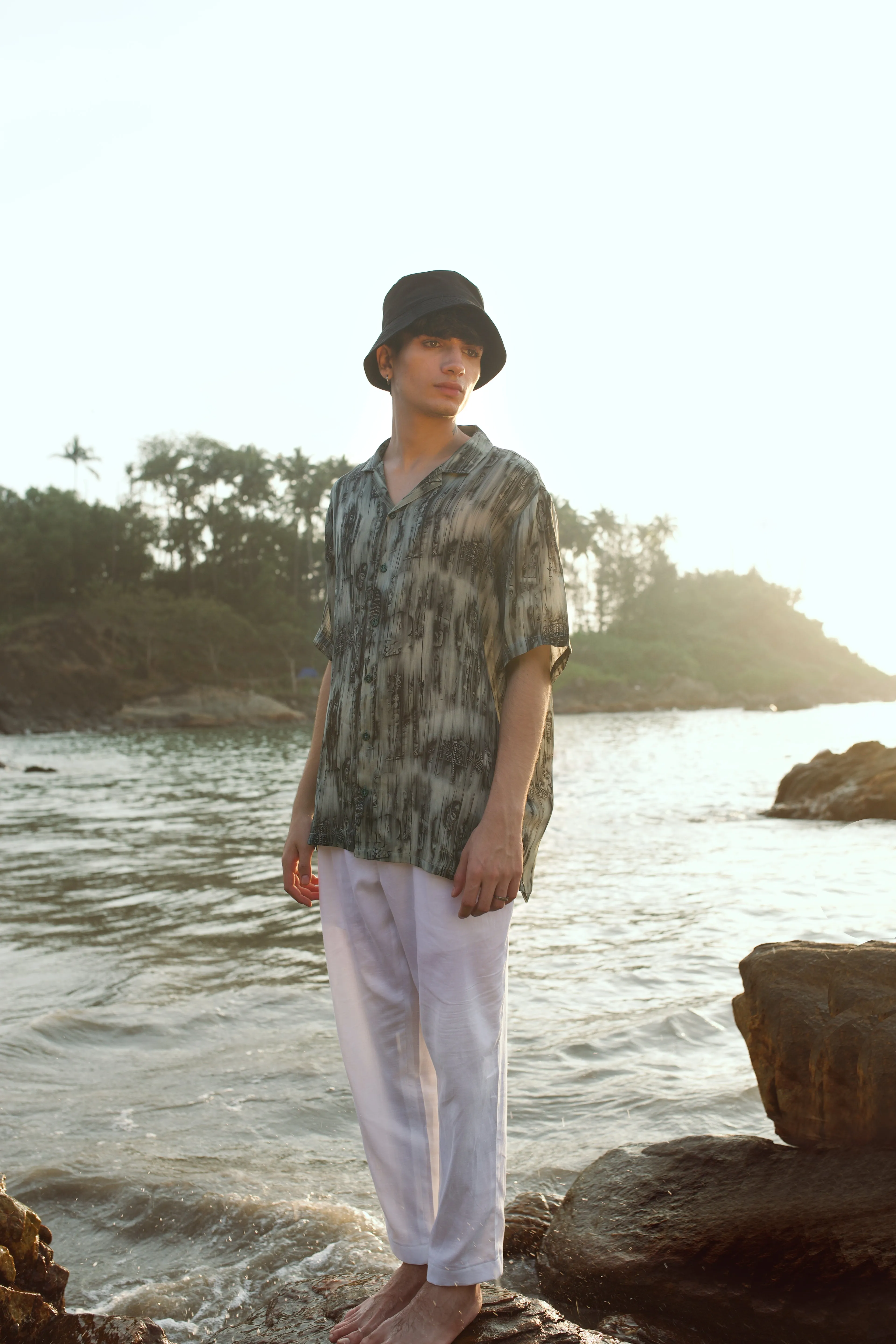 Khajuraho Abstract Dark Brown Oversize Shirt