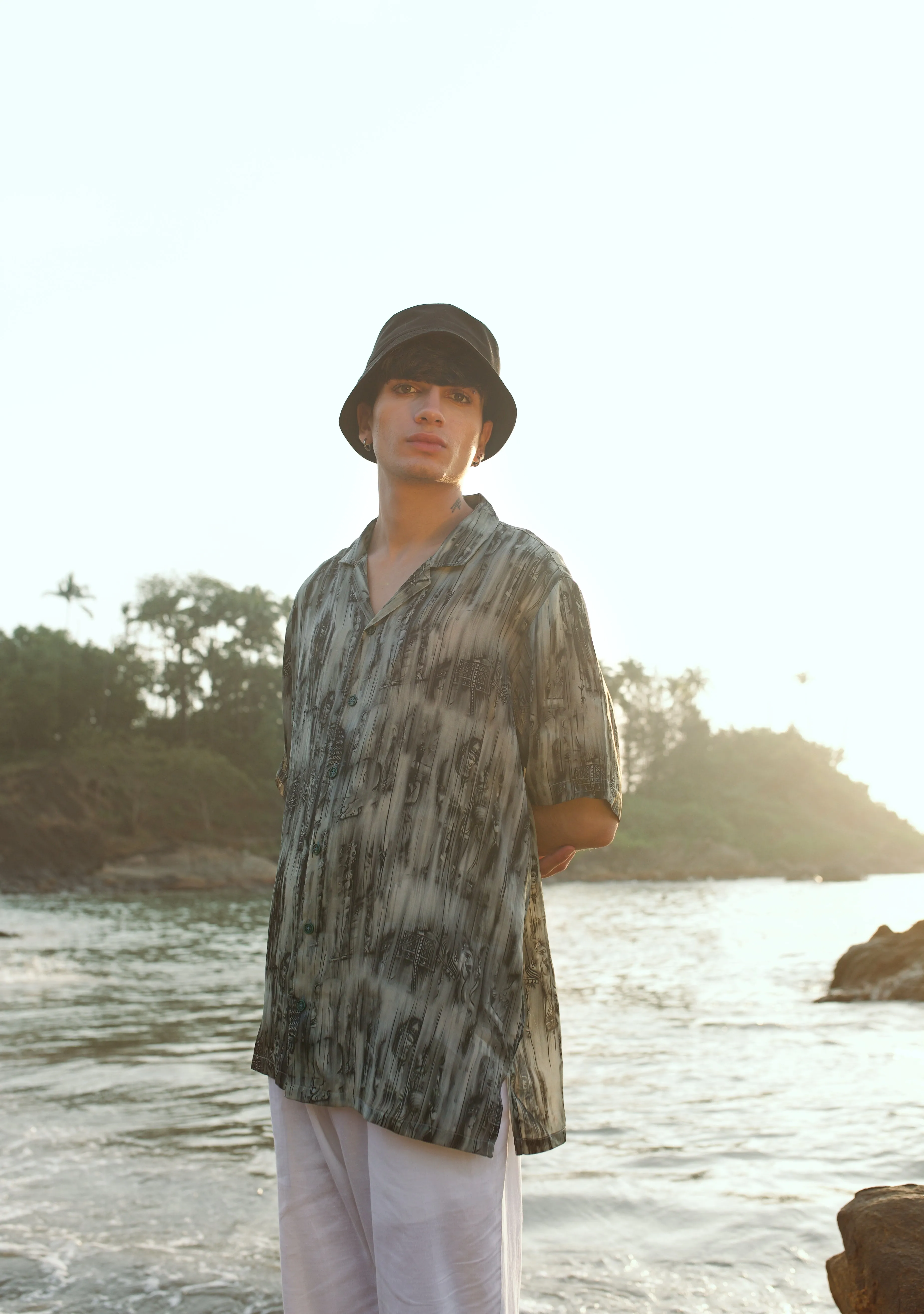 Khajuraho Abstract Dark Brown Oversize Shirt