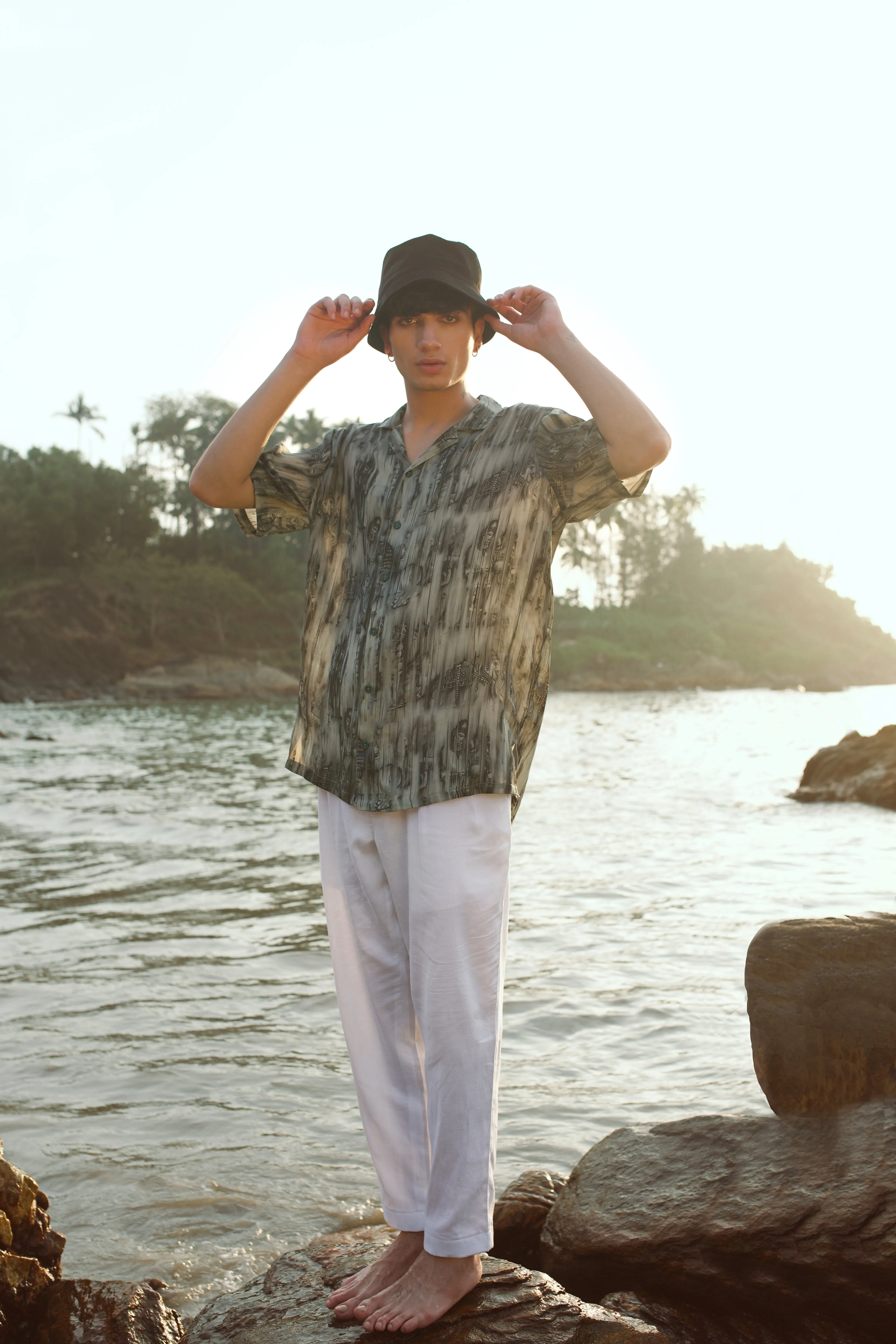 Khajuraho Abstract Dark Brown Oversize Shirt