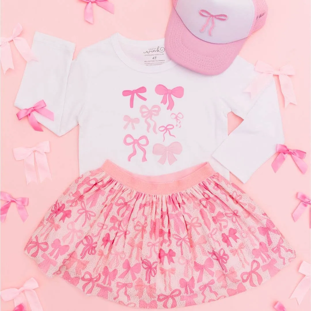 Kids Coquette Bow Patch Trucker Hat - Pink/White