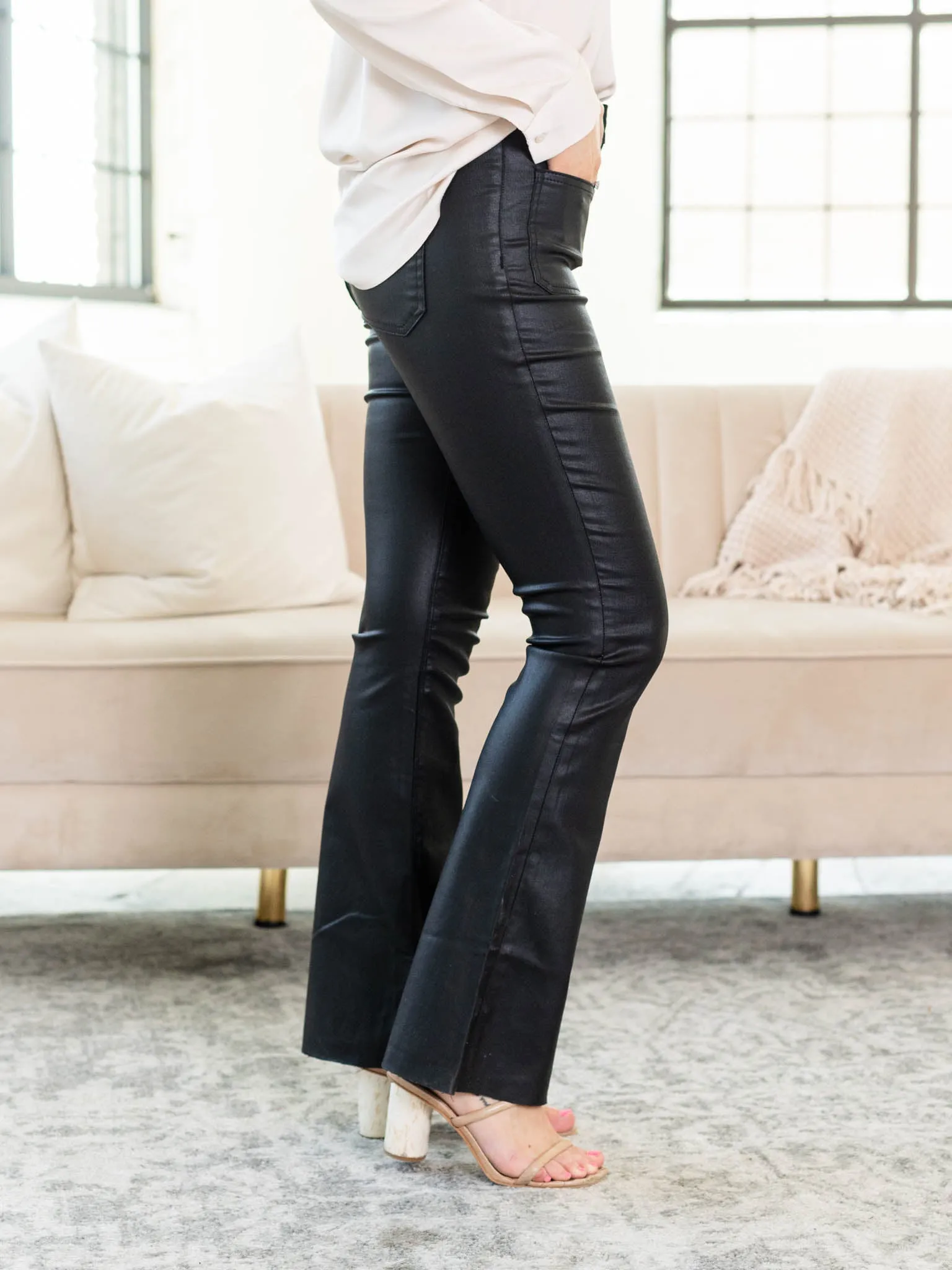 KUT Coated Black Stella High Rise Patch Pocket