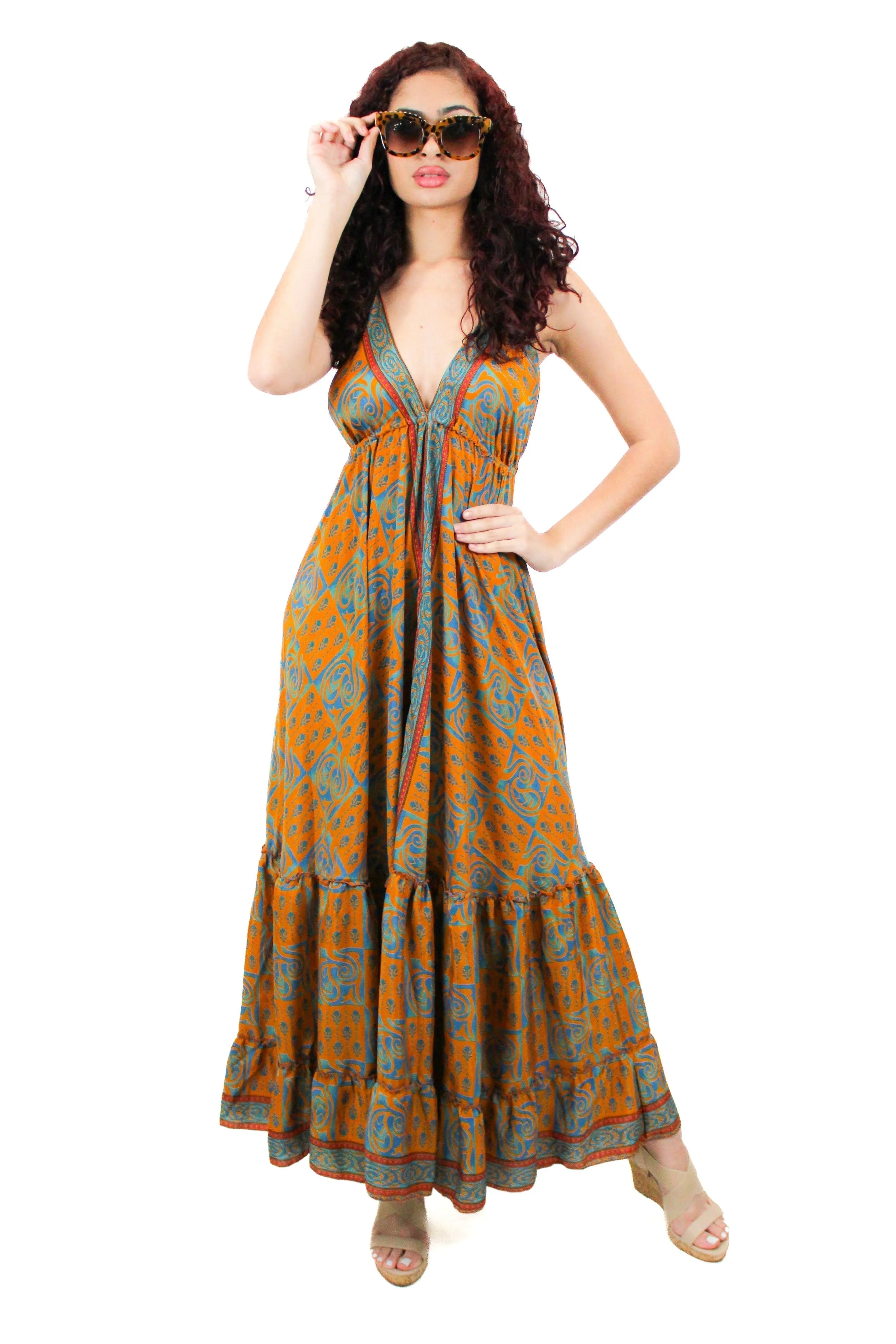 Lazy Daisy Maxi adjustable halter dress in Purple (DK-6320)