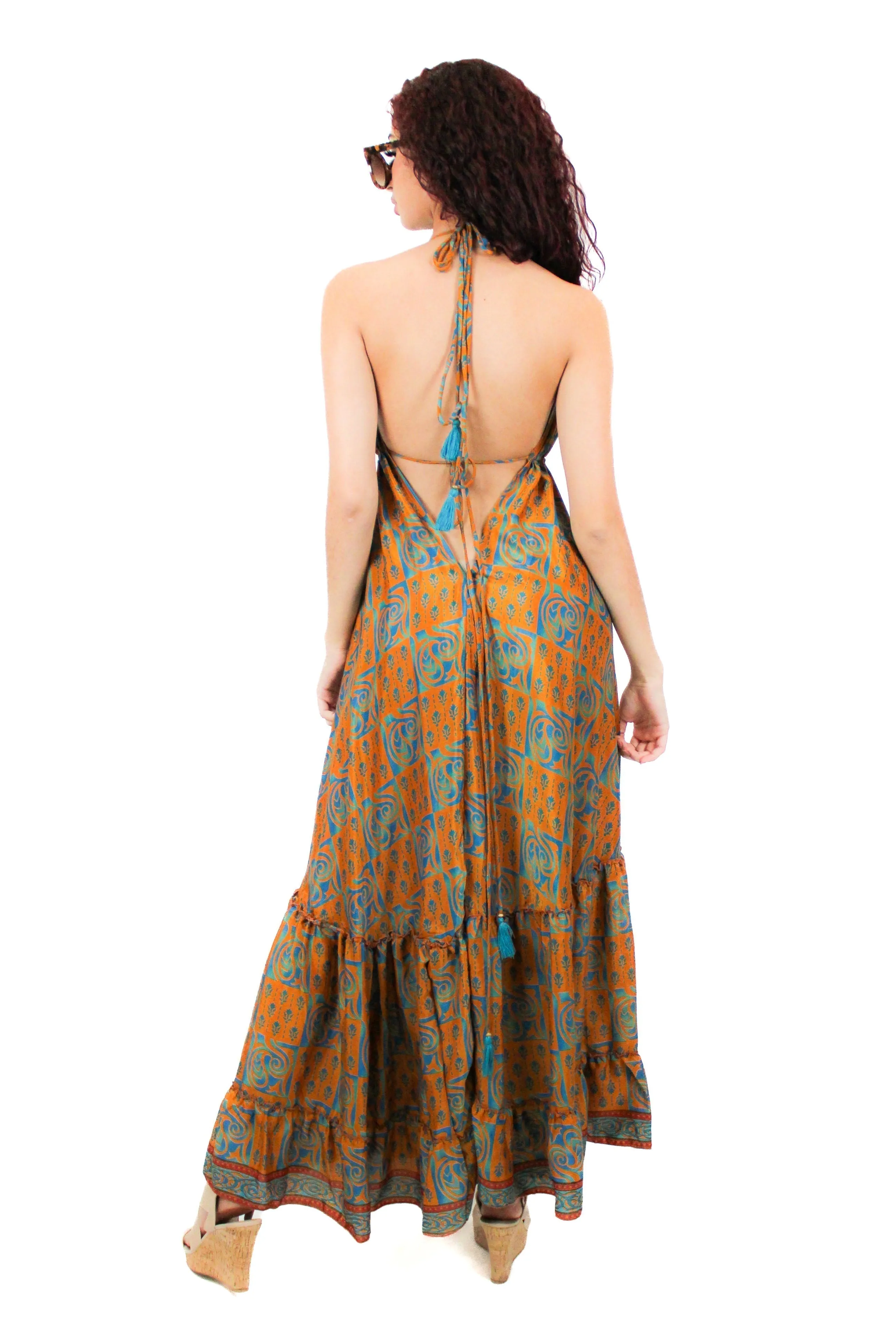 Lazy Daisy Maxi adjustable halter dress in Purple (DK-6320)