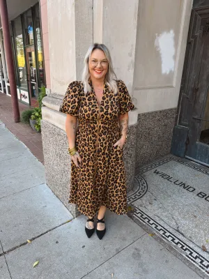 Leopard Print Zip Up Dress