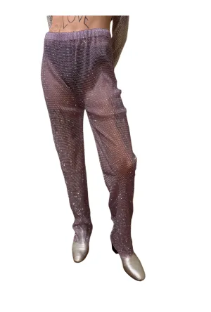 Lilac Crystal Mesh Pants