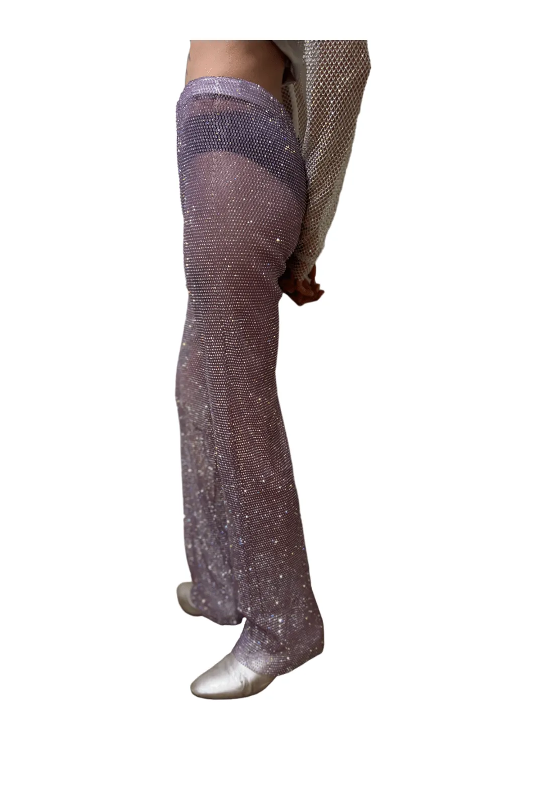 Lilac Crystal Mesh Pants
