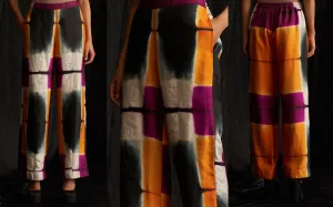 Limited Edition Rockefeller Holidays Handwoven Silk Japanese Itajime Shibori Pants