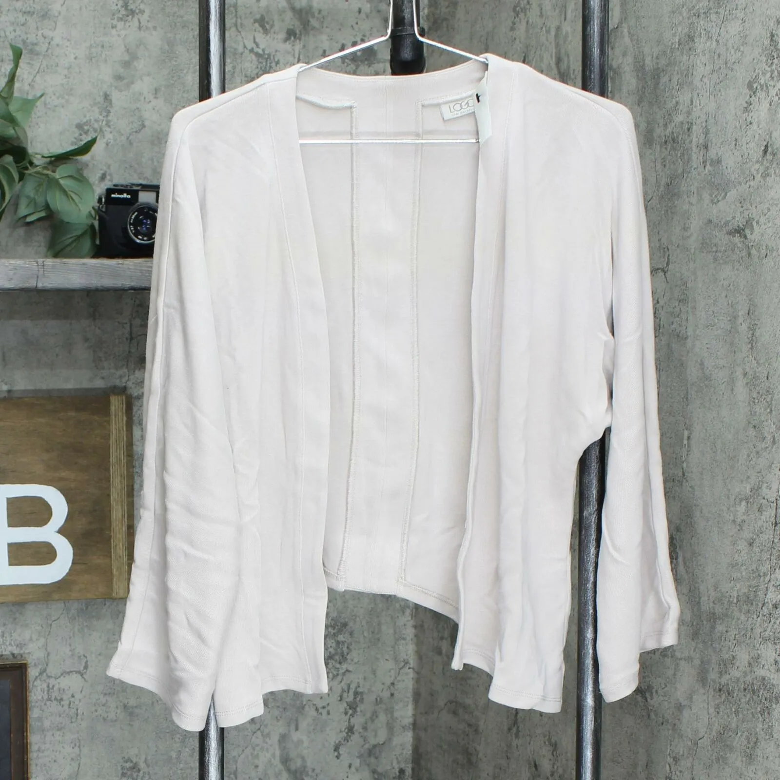 LOGO by Lori Goldstein Double Knit Shrug Cardigan With Dolman Sleeves