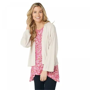 LOGO by Lori Goldstein Double Knit Shrug Cardigan With Dolman Sleeves