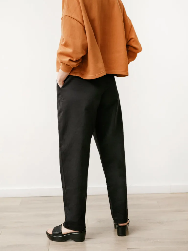 long pleat trouser - canvas midnight