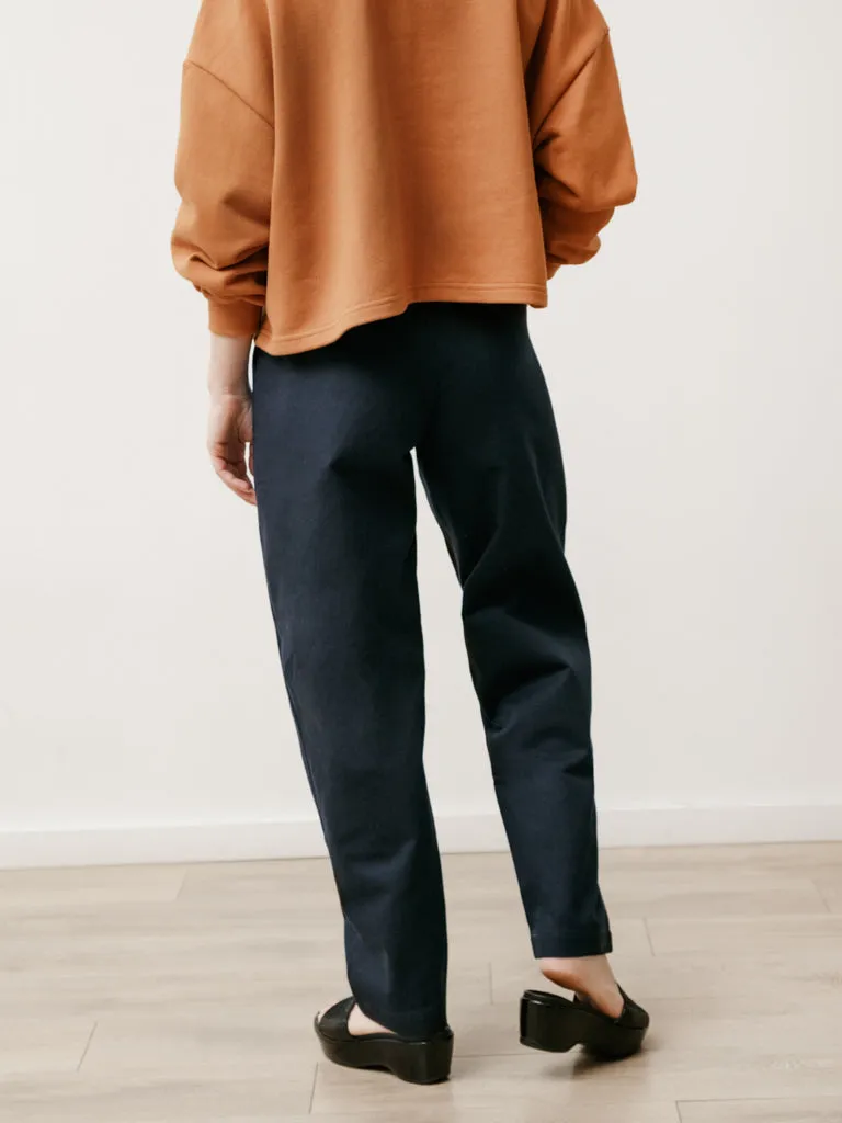 long pleat trouser - canvas navy