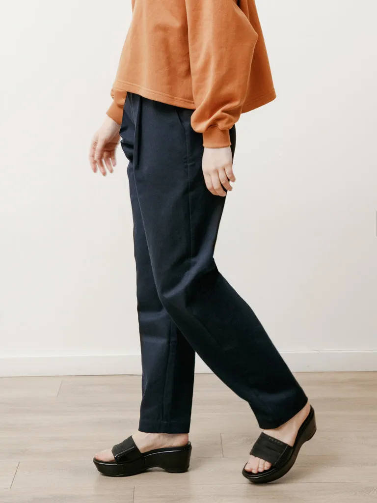 long pleat trouser - canvas navy