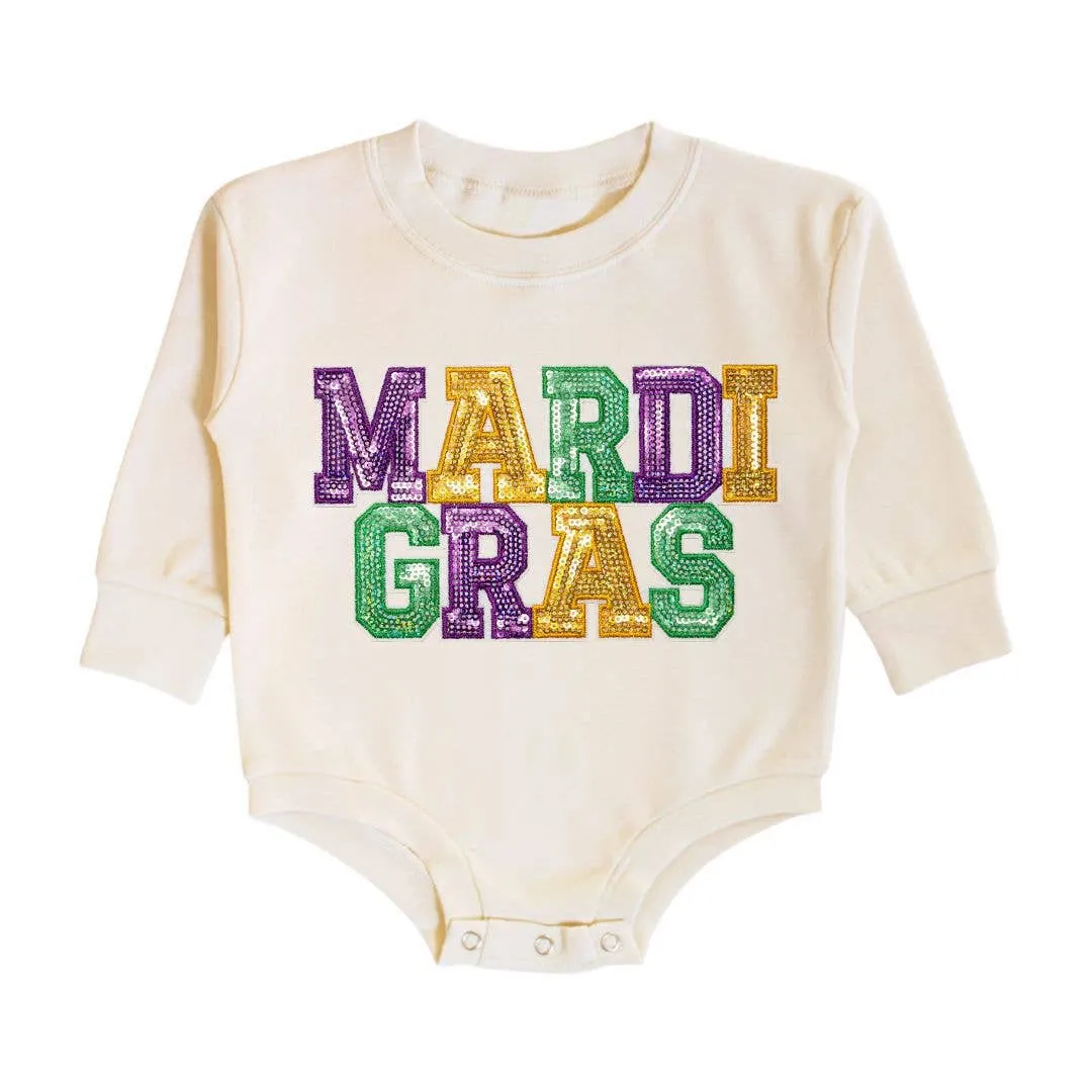 Mardi Gras Patch Long Sleeve Romper