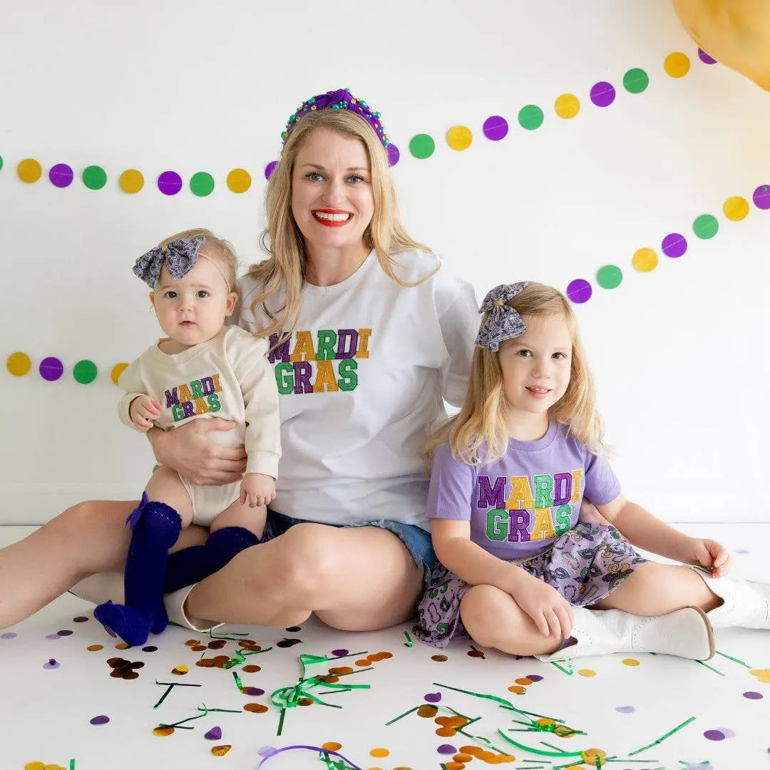 Mardi Gras Patch Long Sleeve Romper
