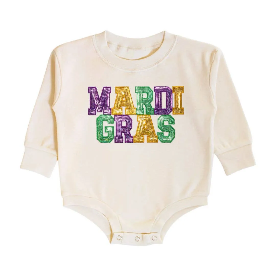 Mardi Gras Patch Long Sleeve Romper
