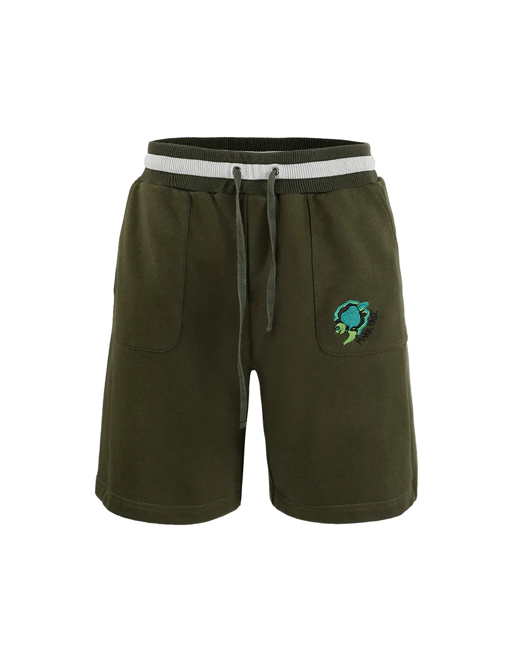 MARK FAST MEN OVERSIZE NAVY CASUAL SPORTS SHORTS WITH MF MONSTER PARK EMBROIDERY