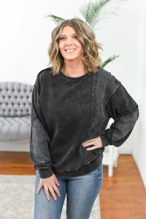 Marley Mineral Wash Terry Patch Pull Over Top