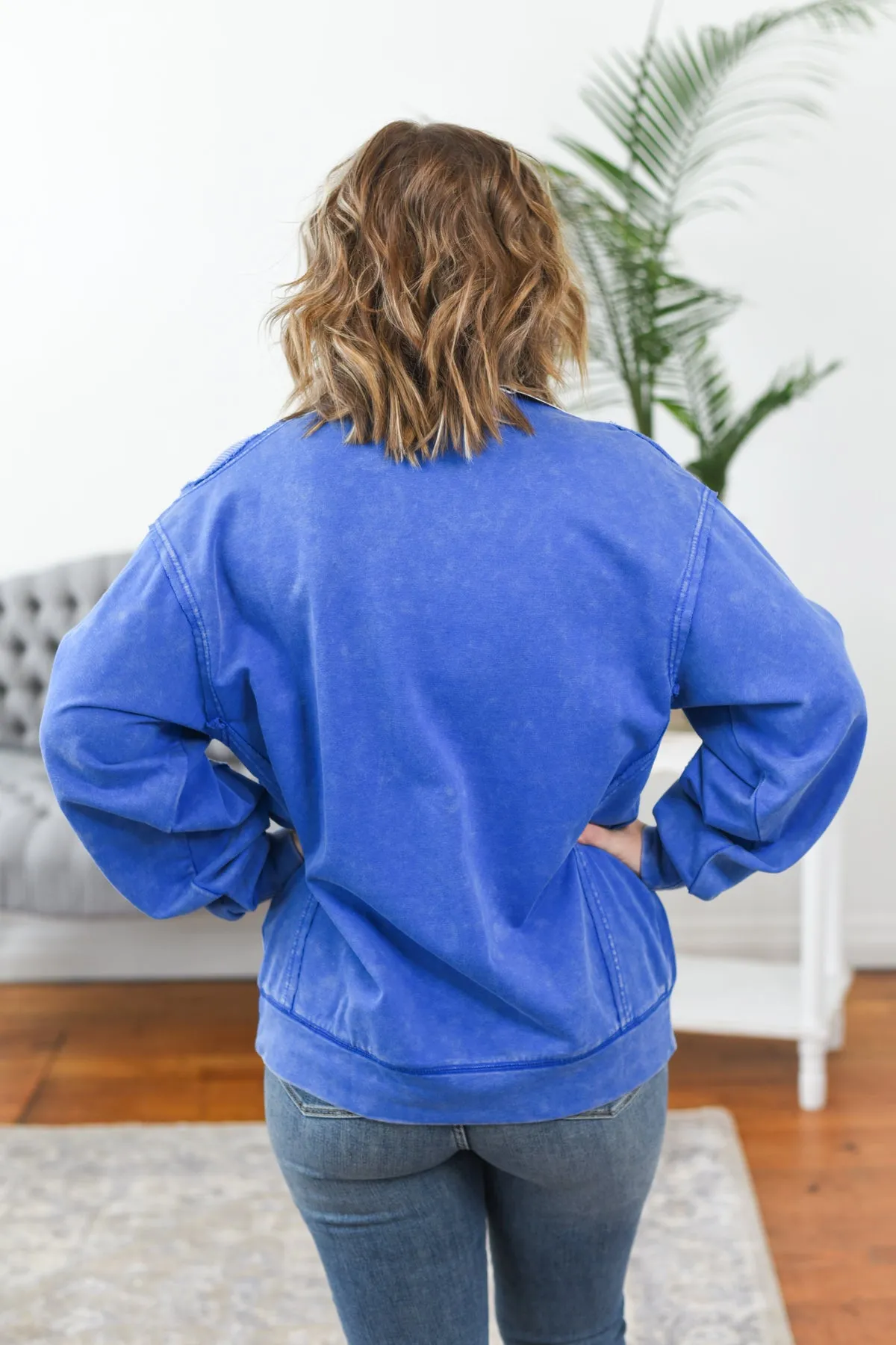 Marley Mineral Wash Terry Patch Pull Over Top