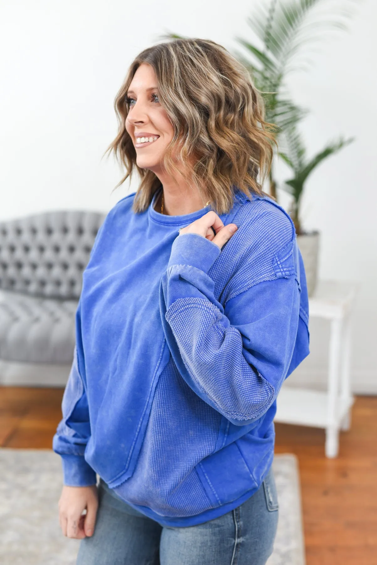 Marley Mineral Wash Terry Patch Pull Over Top