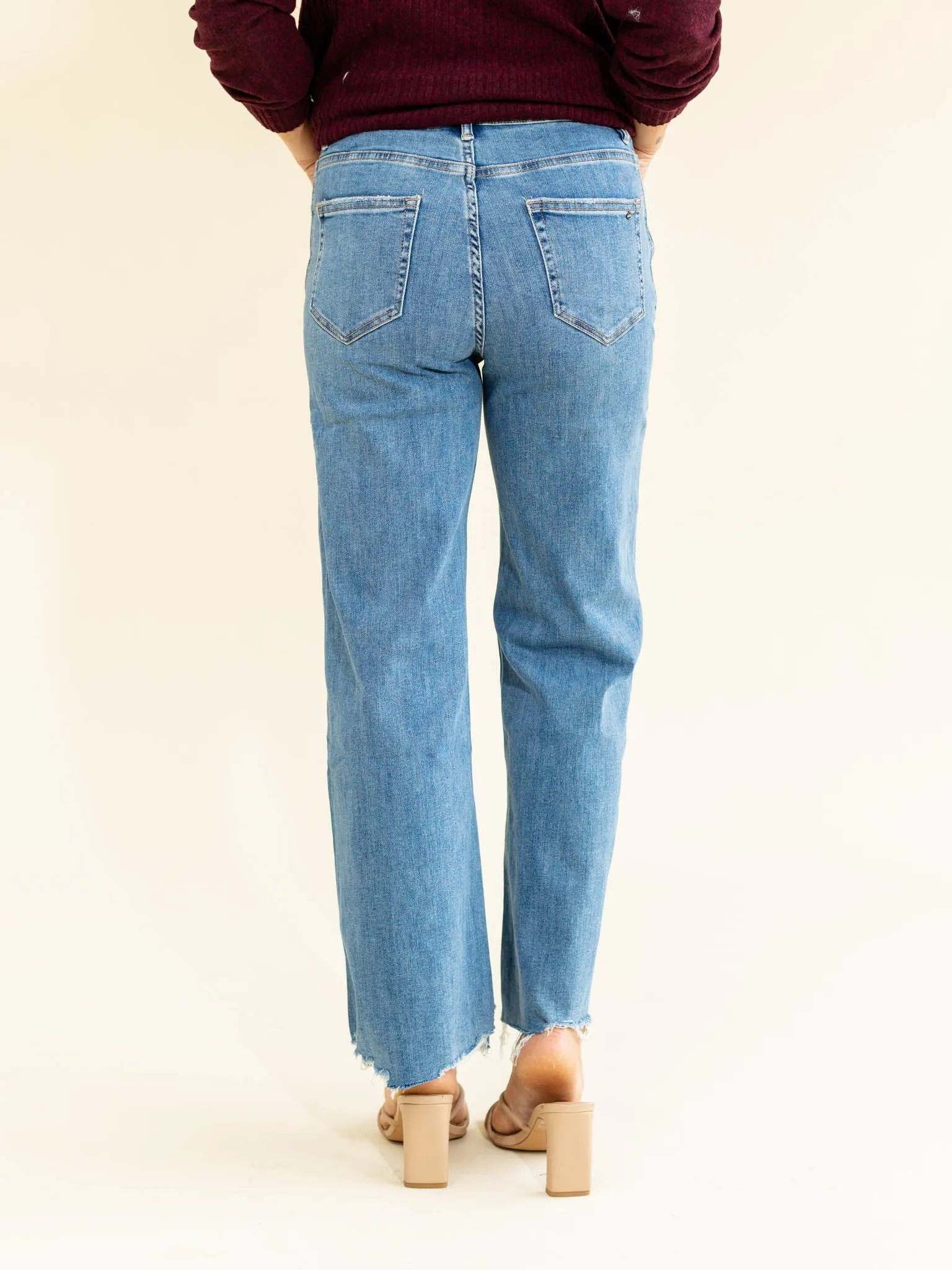 MICA Blue Jays High Rise Hem Detail Wide Leg
