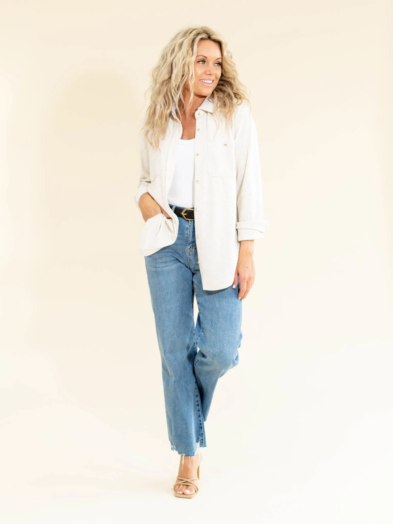 MICA Blue Jays High Rise Hem Detail Wide Leg