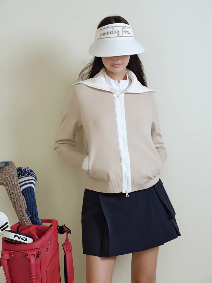 Monday Flow Women's New Outdoor Knit Zip-Up - Beige