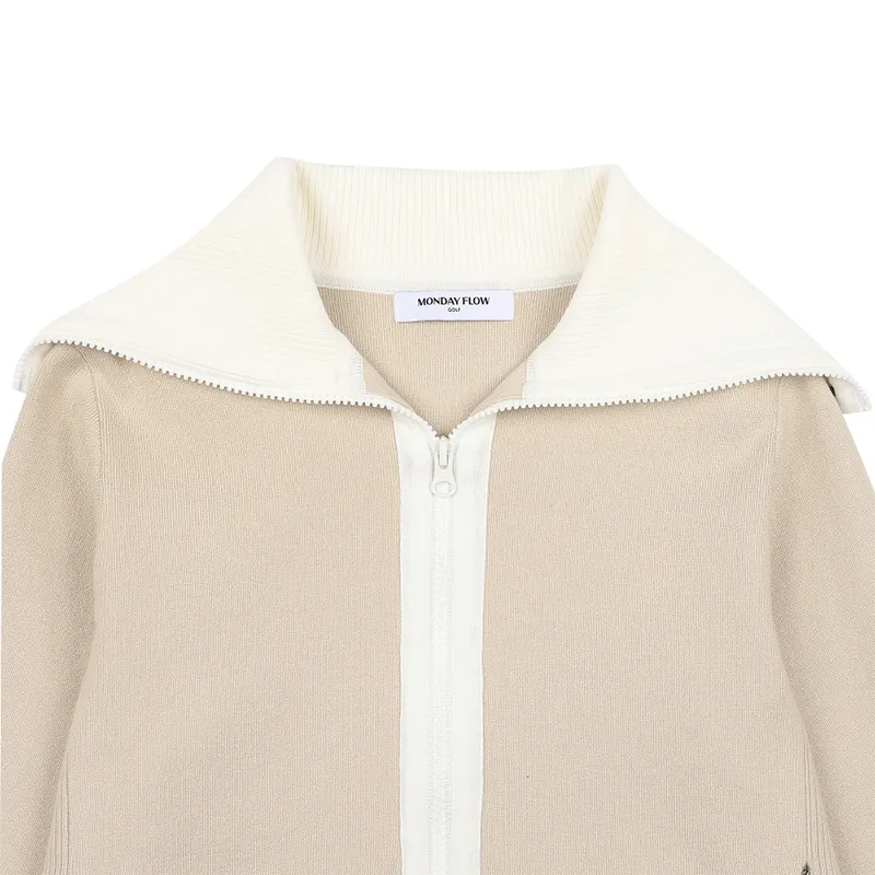 Monday Flow Women's New Outdoor Knit Zip-Up - Beige