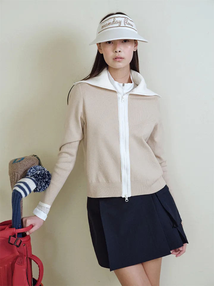 Monday Flow Women's New Outdoor Knit Zip-Up - Beige