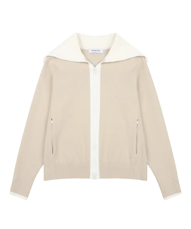 Monday Flow Women's New Outdoor Knit Zip-Up - Beige