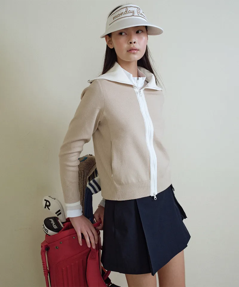 Monday Flow Women's New Outdoor Knit Zip-Up - Beige