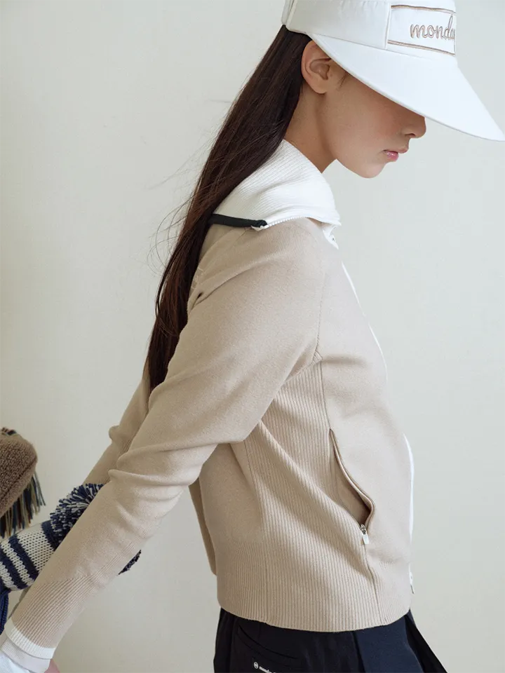 Monday Flow Women's New Outdoor Knit Zip-Up - Beige