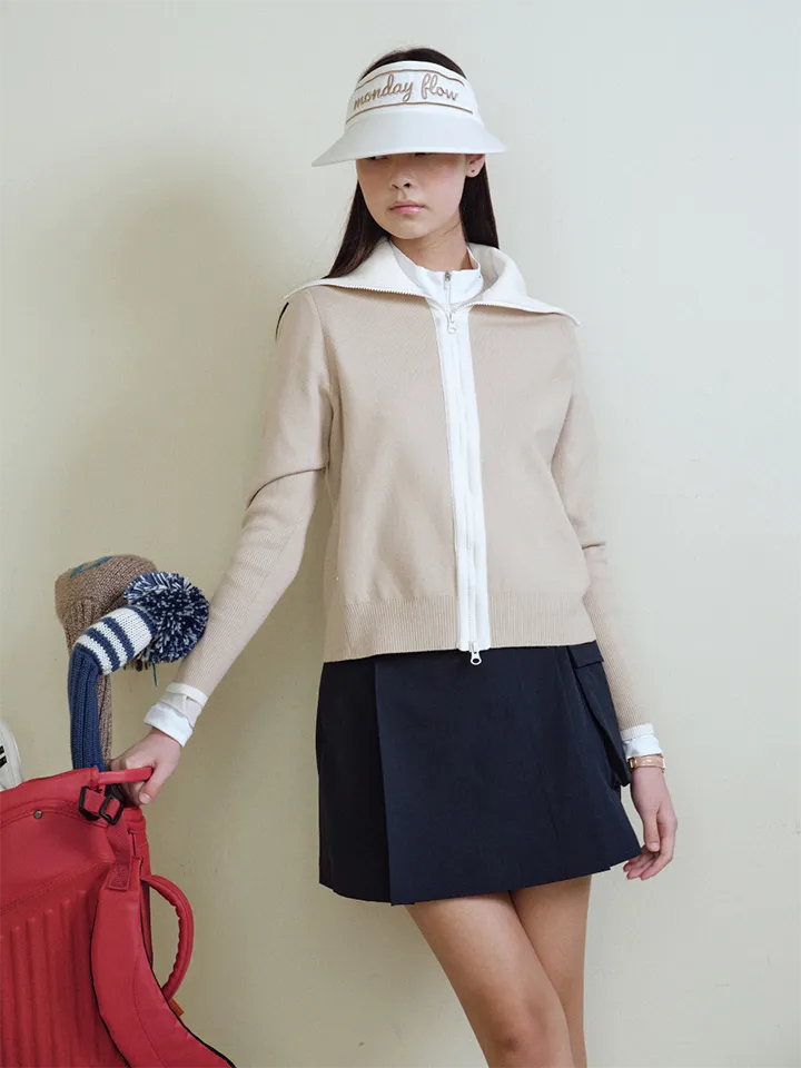 Monday Flow Women's New Outdoor Knit Zip-Up - Beige