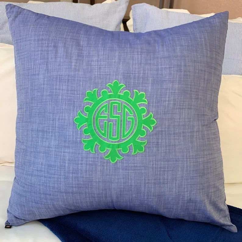 Monogrammed Applique Chambray Euro Sham