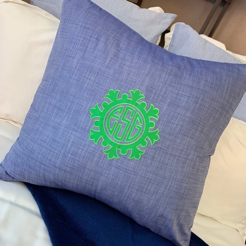 Monogrammed Applique Chambray Euro Sham