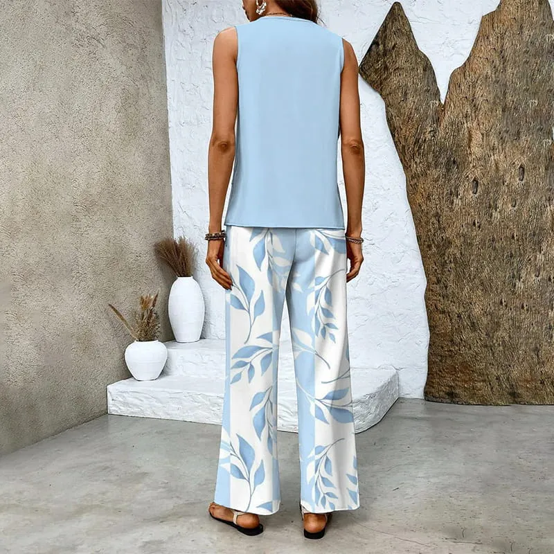 🔥Mother's Day Hot Sale 50% OFF🌺Women's Trendy Print 2 Piece Outfits Sleeveless Top & Pants
