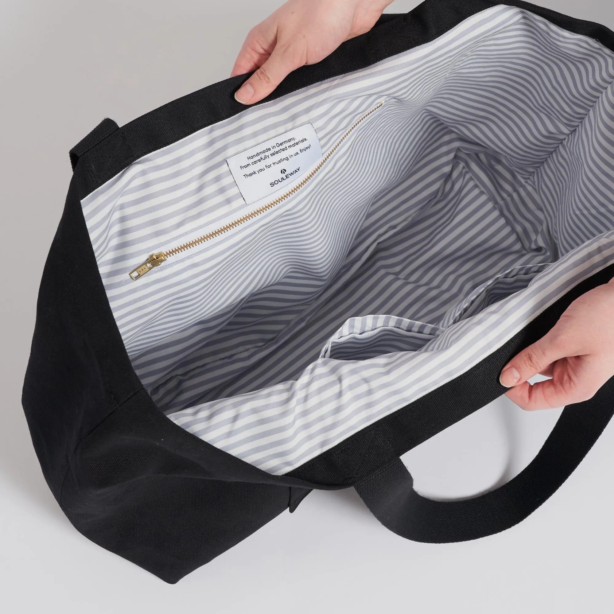 Natural Cotton Canvas Shopper | Black