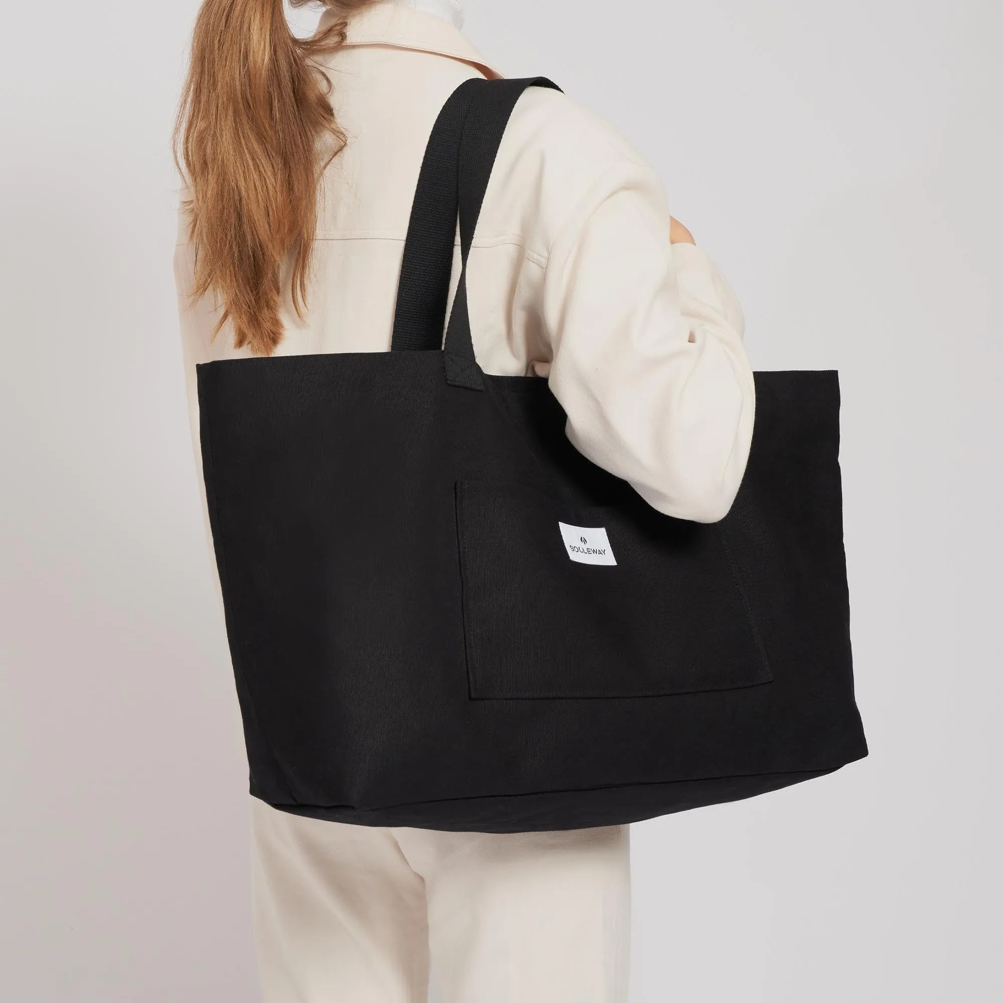 Natural Cotton Canvas Shopper | Black