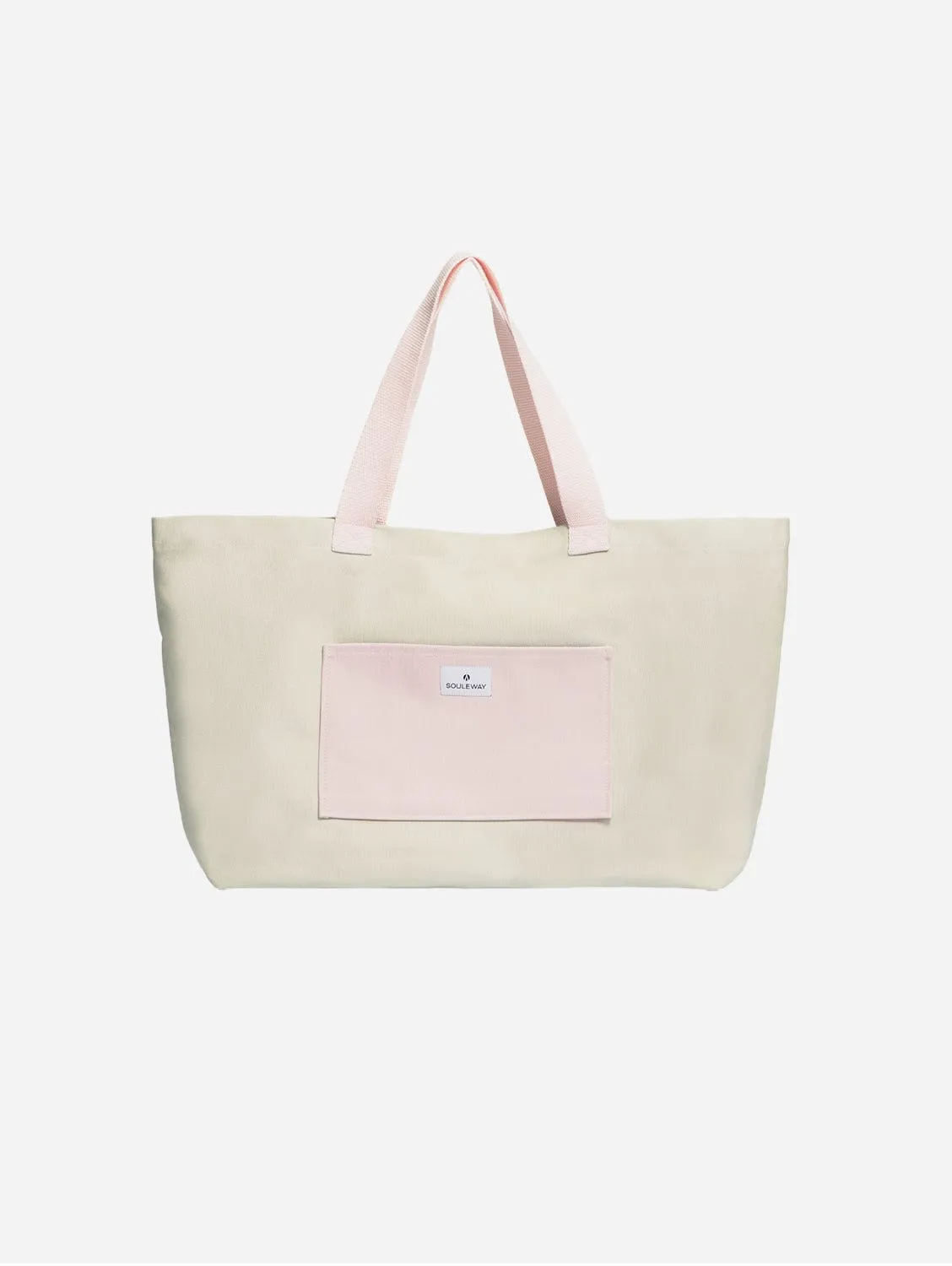 Natural Cotton Canvas Shopper | Sand & Pink
