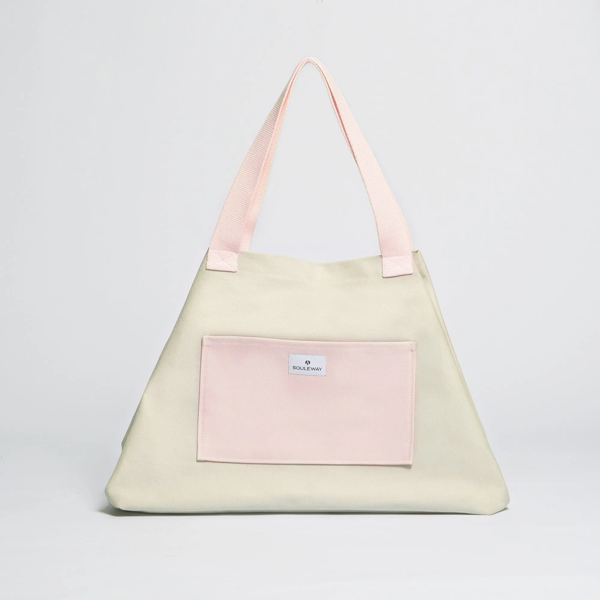 Natural Cotton Canvas Shopper | Sand & Pink
