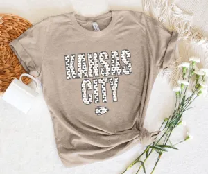 Neutral Kansas City w/ Arrowhead Pattern Fill Tan Graphic Tee