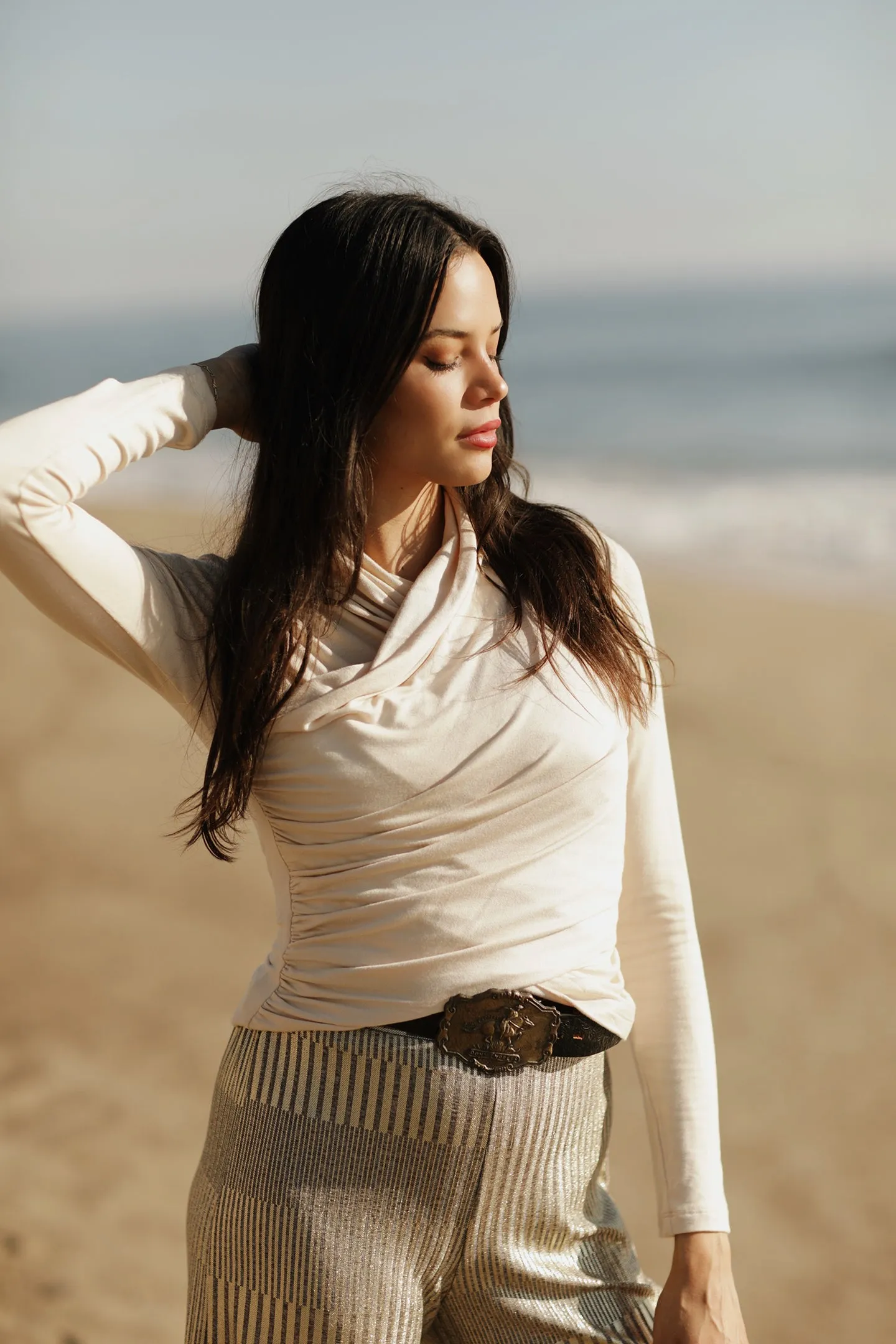 Nightcap Wrap Collar Top