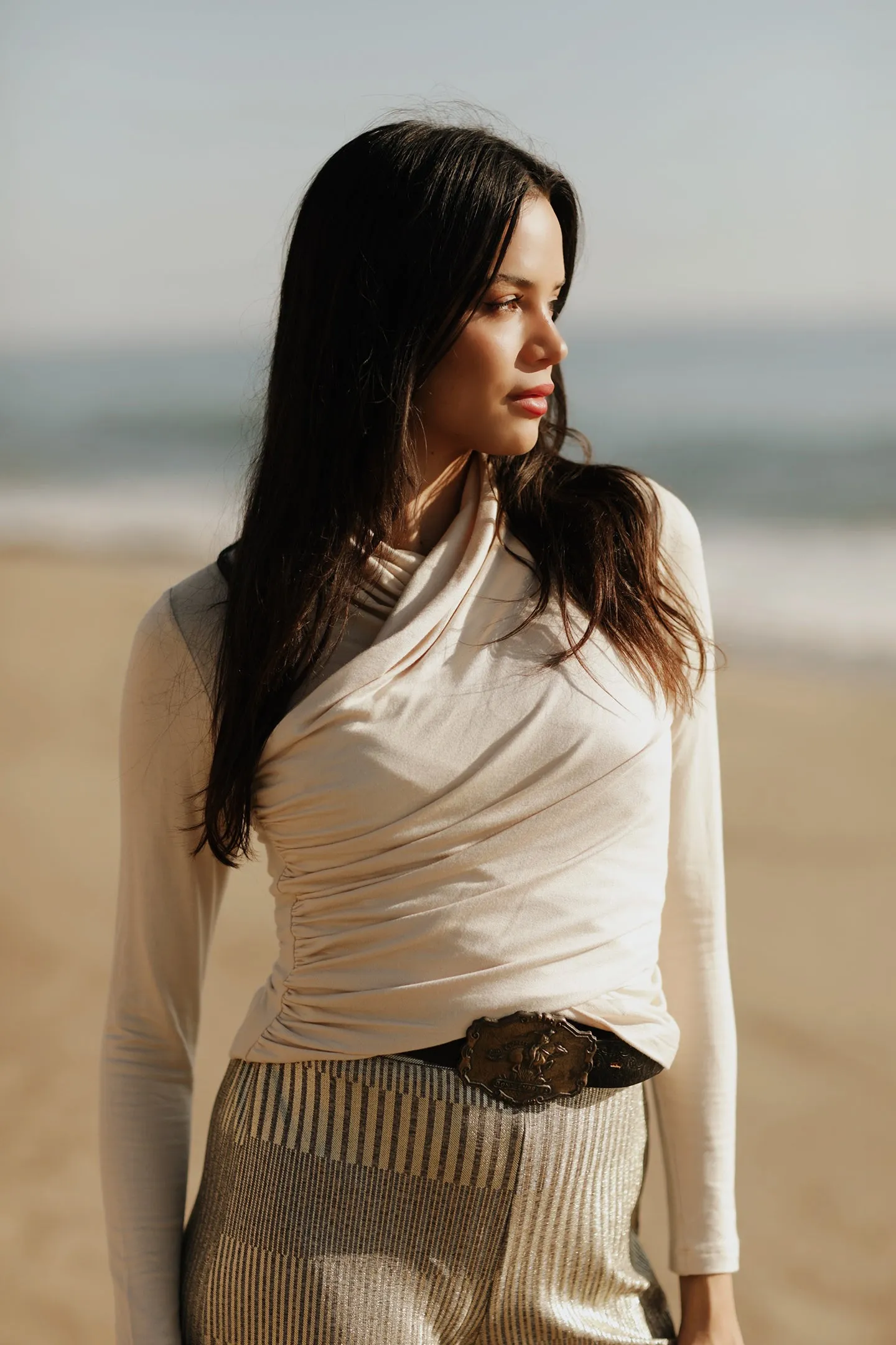 Nightcap Wrap Collar Top