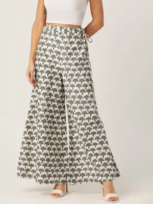 OFF WHITE AND GREY PRINT PALAZZO